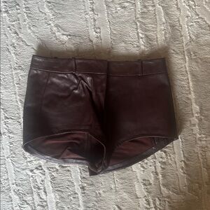 Lamarque Dark Brown Leather-Look Bike Shorts